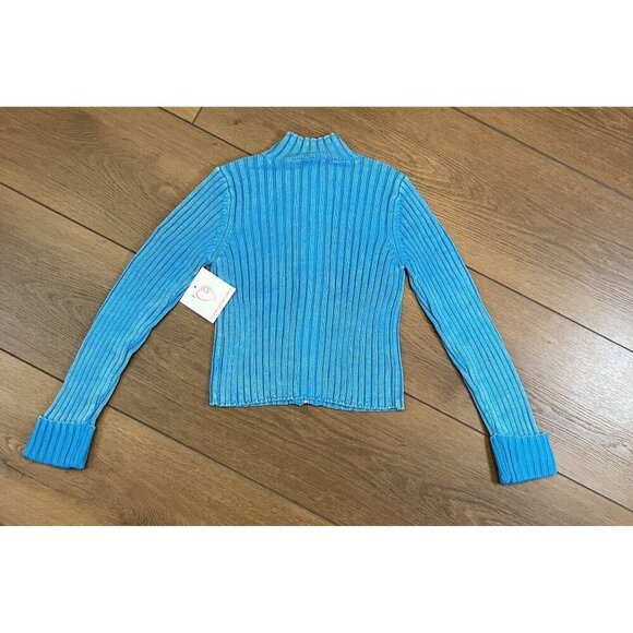 Design History Girls NWT Full Zip Blue Mock-Neck Crop Sweater Size L - Picture 3 of 9